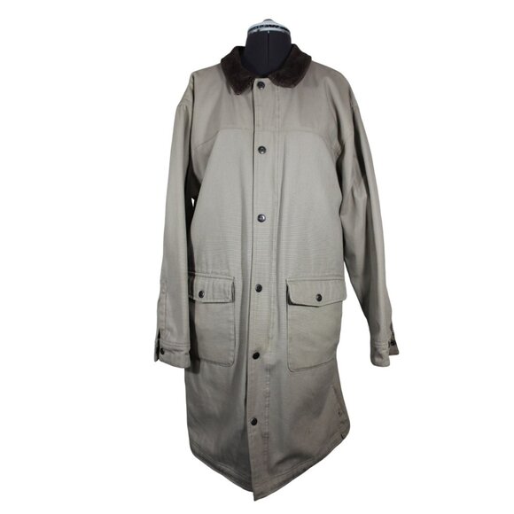 Duluth Trading men's duck canvas fleece lined long chore utility‎ coat M